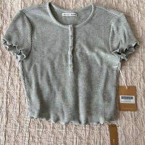 Reformation grey cropped waffle top NWT